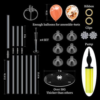Rose Gold Balloon Stand Centerpiece Table Decorations for Birthday Anniversary Engagement Wedding Bridal Shower Graduation Mother's Day Party Decorations(Rose gold set4)