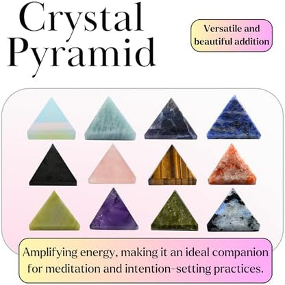Amazing Gemstone Pack of 11 Crystal Pyramid Healing Stones - 1" Wholesale Bulk Crystals Pyramid Figurine of Natural Stone for Meditation, Reiki, Chakra Balancing and Crystal Pyramids Grid