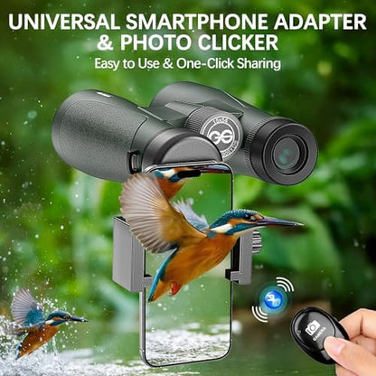 15x54 Binoculars for Adults High Powered with Harness, Phone Adapter and Bluetooth Camera Remote - Super Bright Waterproof Binoculars for Bird Watching Hiking Cruise Travel Stargazing