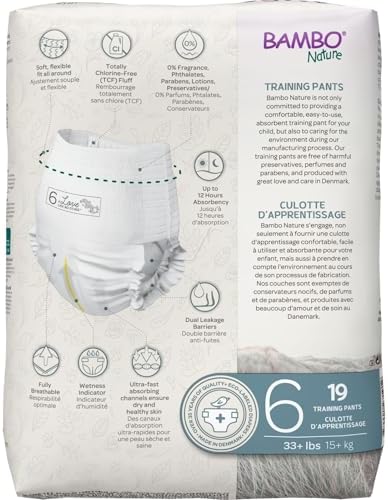 Bambo Nature Hypoallergenic Training Pants, Eco-Labelled Training Pants, Totally Chlorine-Free, Skin Friendly - Size 6 (95 Count)