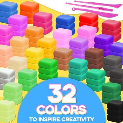 Air Dry Clay - 96 Pack Modeling Clay Kit with 3 Sculpting Tools,Safe & Non-Toxic,DIY Magic Toys Gifts for Boys,Girls,Kids - 32 Colors