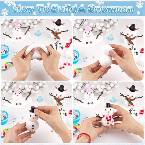 LAWOHO Build a Snowman Kit with Clear Slime & Air Dry Clay for Kids, Christmas Crafts for Kids, Slime Kit for Kids, for Kids, Stocking Stuffers for Kids Christmas Crafts Snowman Kit