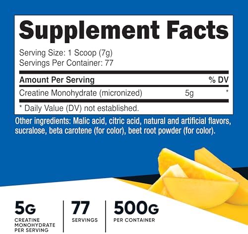 Nutricost Creatine Monohydrate Powder (Pineapple Mango, 500 Gram) - Micronized Creatine Supplement - Vegan, Non-GMO, Gluten Free