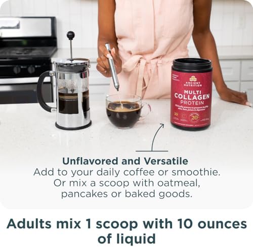 Ancient Nutrition Collagen Peptides Powder, Multi Collagen Protein, Women & Men, Vitamin C, Probiotics, Hydrolyzed Collagen, Supports Skin, Joints, Gut Health, Unflavored, 60 Servings