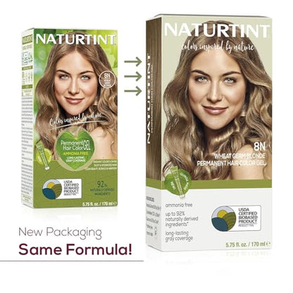 Naturtint 8N Wheat Germ Blonde Permanent Hair Color (Pack of 6), Ammonia Free, Vegan, Cruelty Free, up to 100% Gray Coverage, Long Lasting Results (Packaging may vary)