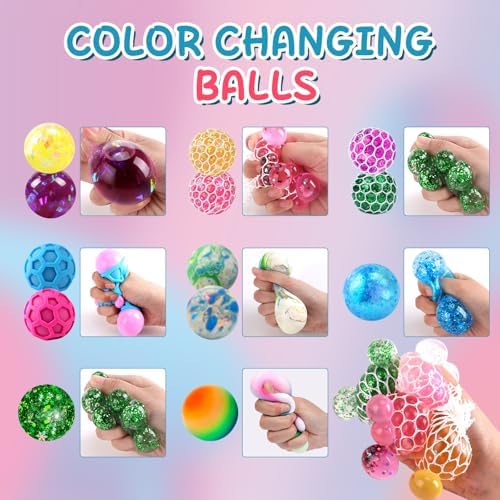 54 Pack Stress Balls, Squishy Balls, Squeeze Balls for Adults, Stress Relief Balls, Prize Box Stuffers, Party Favors