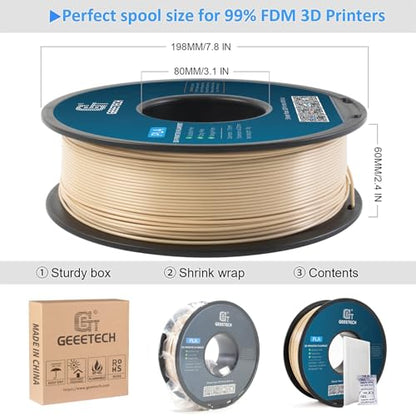 Geeetech PLA Filament 1.75mm Bone White 3D Printer Filament 1kg(2.2lbs), Neatly Wound Bone PLA Filament, Dimensional Accuracy +/- 0.02 mm, Fit Most FDM 3D Printers