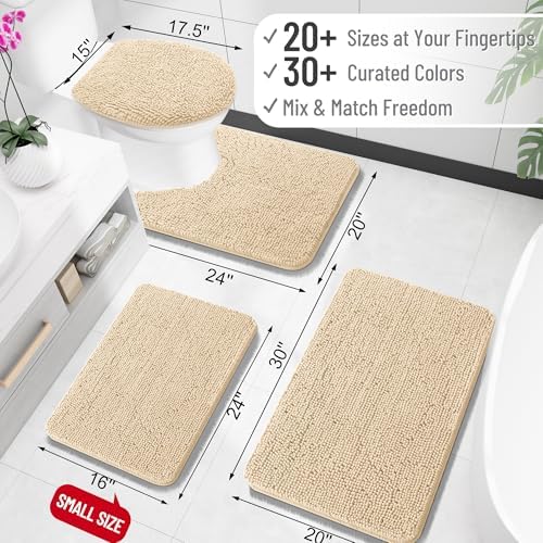OLANLY Bathroom Rugs 30x20, Extra Soft Absorbent Chenille Bath Rugs, Rubber Backing Quick Dry, Machine Washable Bath Mats for Bathroom Floor, Tub and Shower, Home Decor Accessories, Beige