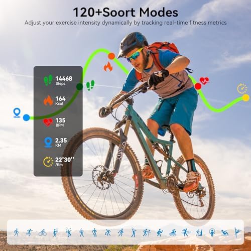 Smart Watch for Men Women, 1.83" HD Touchsreen, Bluetooth Calling, 5 ATM Water-Resistance, 130+ Sports Modes, Health, Fitness & Sleep Tracker, Timer, Fitness Watch for Android/iOS, Black