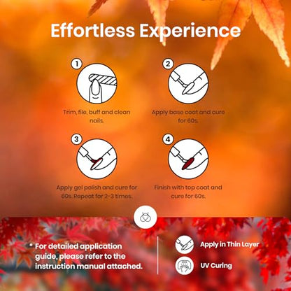 Beetles Fall Gel Nail Polish Set - Fall Yard Gel Polish Kit, 20 Color Orange Burgundy Red Navy Blue Glitter, Soak Off LED UV with Gel Base and Top Coat Nail Art Manicure Gift for Women