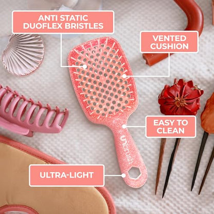 FHI Heat UNbrush Detangling Brush for Pain-Free Brushing on All Wet or Dry Hair Types — Durable DuoFlex Anti-Static Bristles, Lightweight Handle, Vented Hair Brush
