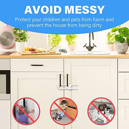 Baby Proofing Cabinets,Cabinet Locks for Babies,12 Pack U-Shaped Child Locks for Cabinets, Child Proof Cabinet Latches,Child Safety Cabinet Locks with Adjustable by SPISPI (White)