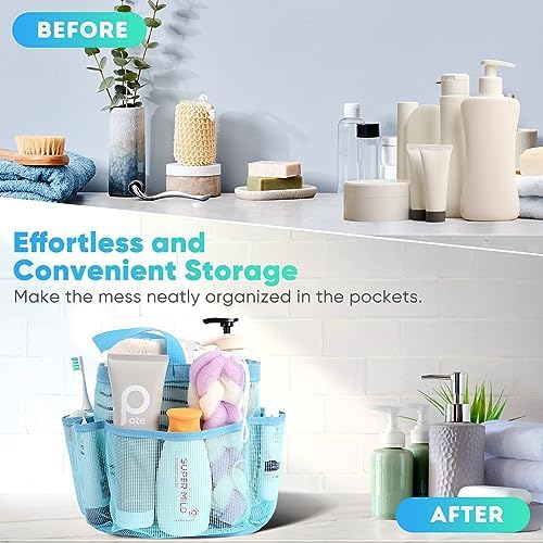 2 Pack Mesh Shower Caddy Portable for College Dorm Room Essentials, Shower Caddy Dorm with 8-Pocket Large Capacity,Shower Bag for Beach,Swimming,Gym