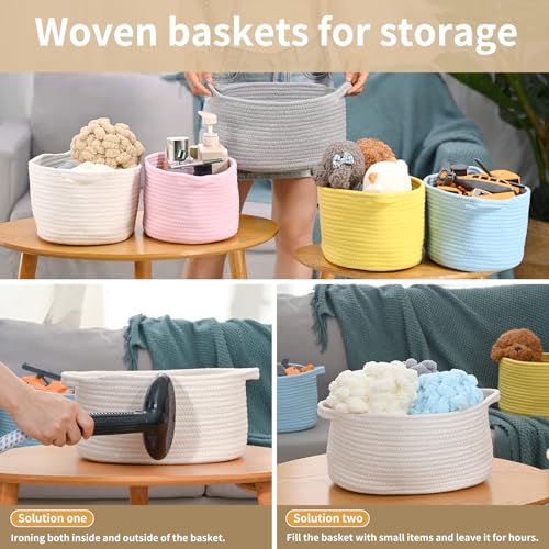 Cute Woven Storage Basket with Handle, Baskets for Gifts Empty, Gift Baskets for Birthday Baby Shower Raffle Burr Fundraising, Decorative Organizer Box for Baby Toy Pet, 13" D x 8" W x 6" H