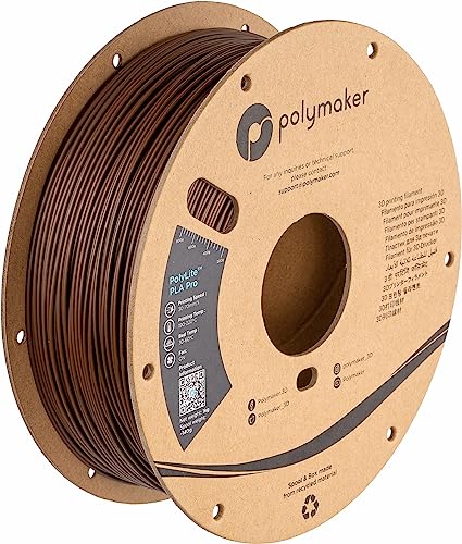 Polymaker PLA PRO Filament 1.75mm 1kg, Tough & High Rigidity Brown 3D Printing Filament, PolyLite PLA PRO 3D Printer Filament 1.75mm, Print with Most 3D Printers
