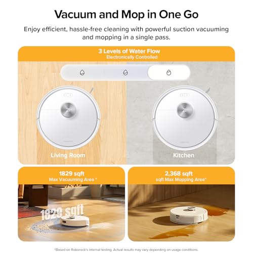 roborock Q7 M5+ Robot Vacuum and Mop, Upgraded from Q5 Max+, 7 Weeks Self-Emptying, 10000Pa Suction, Dual Anti-Tangle System, for Pet Hair & Carpet, PreciSense LiDAR Navigation, App Control, White