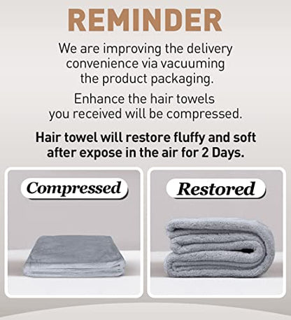 Hicober Microfiber Hair Towel, 3 Packs Hair Turbans for Wet Hair, Drying Hair Wrap Towels for Curly Hair Women Anti Frizz(Purple, Blue, Grey)