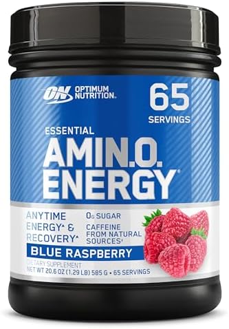 Optimum Nutrition Amino Energy - Pre Workout with Green Tea, BCAA, Amino Acids, Keto Friendly, Green Coffee Extract, Energy Powder - Blue Raspberry, 65 Servings (Packaging May Vary)