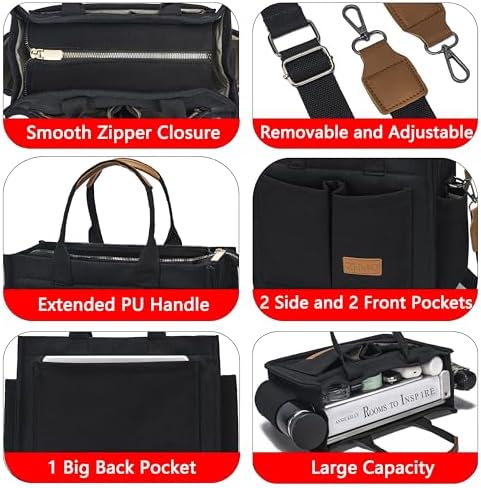 Tote Bag for Women With Compartments,Large Canvas Tote Women's Purse Crossbody Bags Work Laptop Book Bag Satchels Handbags