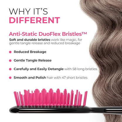 FHI Heat UNbrush Detangling Brush for Pain-Free Brushing on All Wet or Dry Hair Types — Durable DuoFlex Anti-Static Bristles, Lightweight Handle, Vented Hair Brush