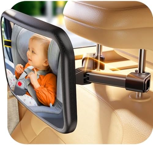 Baby Car Mirror for Baby Hook Clip Design Never Shake Baby Mirror for Car Seat Mirror Rear Facing Newborn Essentials Easy Install Back Seat Mirrors for Car Clear View ShatterProof Crash Tested