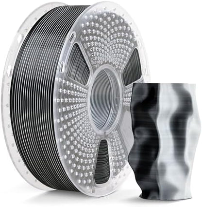 SUNLU Silk Dual Color Pla Filament, Silk PLA 3D Printer Filament 1.75mm, Shiny Silk Texture, Dimensional Accuracy +/- 0.02mm, 1KG Spool (2.2 lbs), PLA Silk Dual Color (Black White)