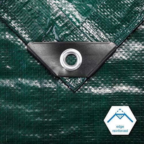 CARTMAN Finished Size 10x10 Feet Waterproof Green Tarp 8 Mil Thick, Multipurpose Protective Cover for Emergency Rain Shelter Camping Tarpaulin