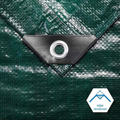 CARTMAN Finished Size 10x10 Feet Waterproof Green Tarp 8 Mil Thick, Multipurpose Protective Cover for Emergency Rain Shelter Camping Tarpaulin