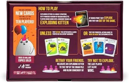 Exploding Kittens Party Pack - 2-10 Players - Ages 7+ - 15 Minutes to Play - Party & Family Card Game for Kids & Adults