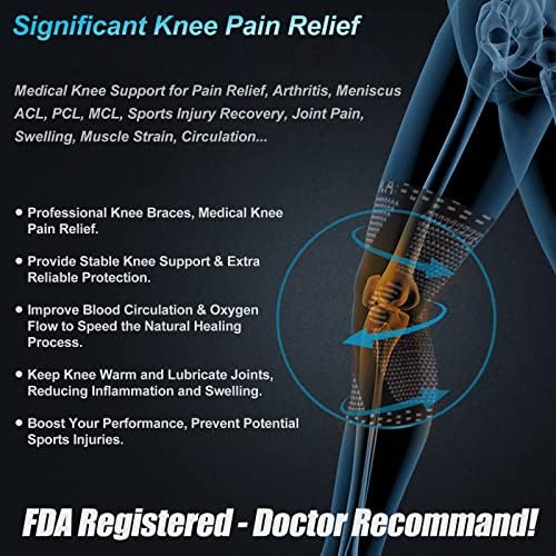 NEENCA Professional Knee Brace for Pain Relief, Medical Knee Support with Patella Pad & Side Stabilizers, Compression Knee Sleeve for Meniscus Tear, ACL, Joint Pain, Runner, Workout - FSA/HSA APPROVED