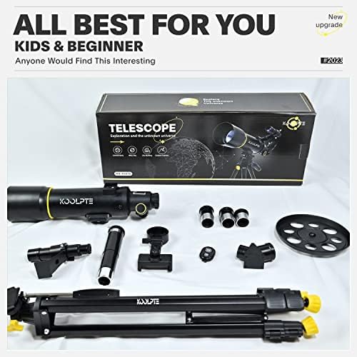 Telescope, 70mm Aperture 400mm AZ Mount Astronomical Refracting Telescopes (20x-200x) for Kids & Adults, Portable Travel with Tripod Phone Adapter, Remote Control, Easy to Use, Black