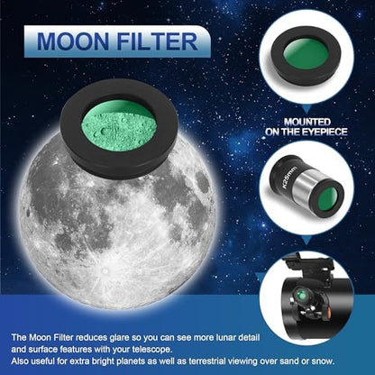 Telescope, 150EQ Reflector Telescope for Adults Astronomy Beginners, Manual Equatorial Professional Telescopes Astronomy with 2X Barlow Lens, Phone Adapter, Adjustable Tripod and Moon Filter