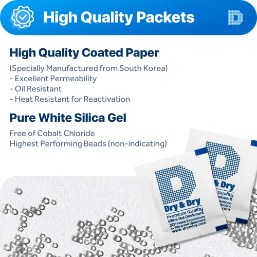 Dry & Dry 3 Gram [5000 Packets] Silica Gel Packets Silica Gel Desiccants, Silica Gel Packs - Rechargeable (Food Safe) Silica Gel Packets, Silica Packets