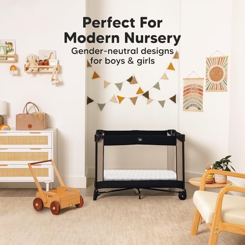 2-Pack Mini Crib Sheets Fitted - 38x26 Pack N Play Sheets for Pack and Play Mattress, Organic Cotton, Soft & Breathable Playard Bedding, Neutral Mini Toddler Bed Cover for Boys, Girls (Elly)