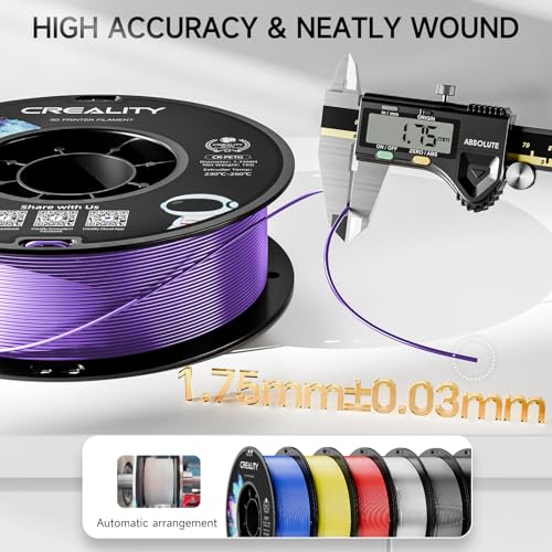 Official PETG 3D Printer Filament 1.75mm 1KG (2.2lbs), High Precision Strong Toughness, Odorless Better Flow Moistureproof 4D Printing Ender Filament(Purple)