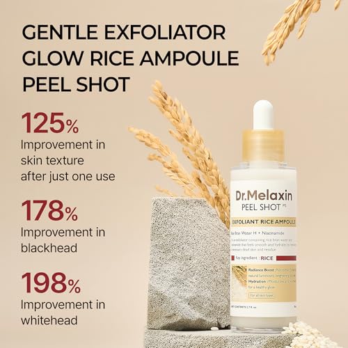 Peel Shot Glow White Rice Peeling Ampoule, Soft Exfoliating Face and Body Scrub Dead Skin Cells Remover for All Skin Types korean skin care 80ml