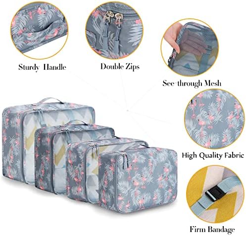 BAGAIL 8 Set Packing Cubes Luggage Packing Organizers for Travel Accessories (Red Flamingo)