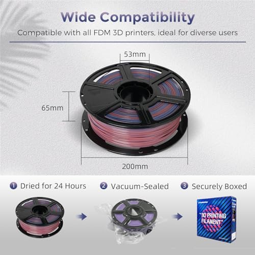 FLASHFORGE PLA Filament 1.75mm +/- 0.02mm Blue to Pink Gradient, Smooth Color-Changing 3D Printer Filament 1kg (2.2lbs) Spool, 3D Printing Filament Easy to Use and Fits for Most FDM 3D Printers