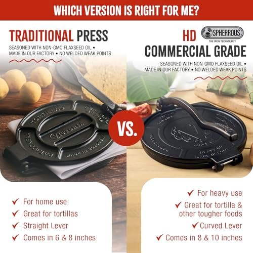 Victoria 8 Inches Cast Iron Tortilla Press, Roti Maker and Tortilladora, Pataconera Seasoned with Flaxseed Oil, Made in Colombia