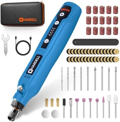 HARDELL Cordless Rotary Tool, 5 Variable Speed Mini Rotary Tool Kit with 69 Accessories, 3.7V Type-C Charging Power Rotary Tool for Engraving, Sanding, Polishing, Carving, Cutting, DIY Crafts