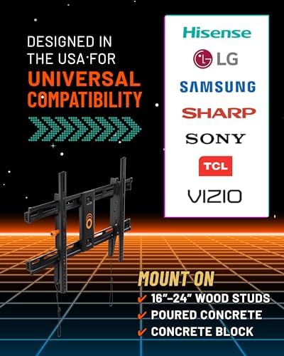 ECHOGEAR Wall Mount TV Bracket for TVs Up to 90" - Low Profile Design Tilts to Eliminate Glare - Includes Drilling Template & Can Be Leveled After Install - UL Listed for Safety