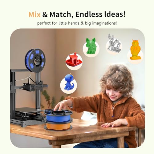 CREALITY PETG Filament Bundle, 8 Colors Total 2kg, 1.75mm 3D Printer PETG Filament, Individually Vacuum-Sealed, Fit for Most FDM 3D Printers, Black+White+Grey+Tansparent+Red+Blue+Green+Orange