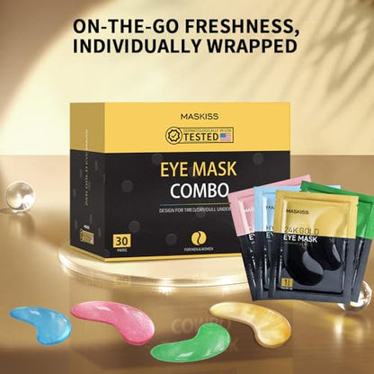 Under Eye Patches(30 Pairs), 24K Gold, Caffeine, Hyaluronic Acid, Aloe Vera Eye Masks for Dark Circles Puffy Eyes Undereye Bags, Eye Skin Care Gift Set for Bachelorette Party Favors