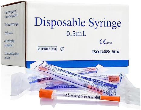 U-100 0.5cc/ml 30 Gauge 5/16" Syringe, Individually Packed 100 PACK