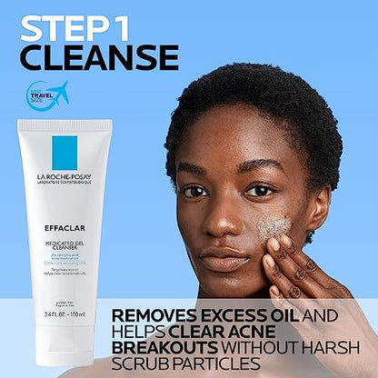 La Roche-Posay Effaclar Medicated Gel Cleanser, 2% Salicylic Acid Cleanser + LHA + Glycerin, Dermatologist Tested Foaming Acne Face Wash, Clear & Prevent Acne Breakouts, Oil Free, Targets Excess Oil