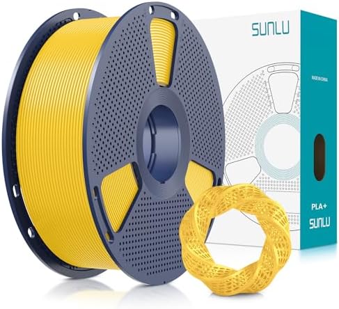 SUNLU 3D Printer Filament PLA Plus 1.75mm, SUNLU Neatly Wound PLA Filament 1.75mm PRO, PLA+ Filament for Most FDM 3D Printer, Dimensional Accuracy +/- 0.02 mm, 1 kg Spool(2.2lbs), PureYellow