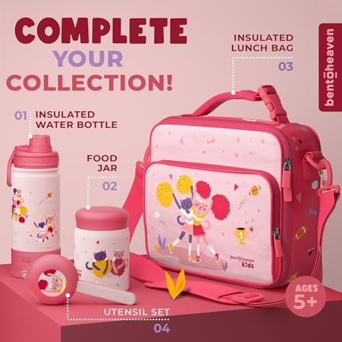 Bentoheaven Kids Travel Utensils with Case, Food-Grade Stainless Steel & BPA-Free Plastic, Travel Kid Cutlery Set, Dishwasher Safe Fork, Spoon & Case, Reusable Flatware, Silverware for Kids (Cats)