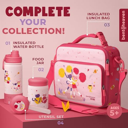 Bentoheaven Kids Travel Utensils with Case, Food-Grade Stainless Steel & BPA-Free Plastic, Travel Kid Cutlery Set, Dishwasher Safe Fork, Spoon & Case, Reusable Flatware, Silverware for Kids (Cats)