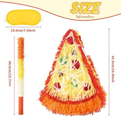 Wernnsai Pizza Piñata - Pizza Decorations For Kids Food Themed Birthday Party Piñata With Blindfold And Bat For Summer Mexican Party Supplies