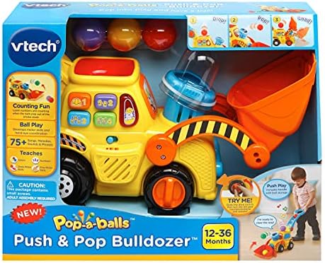 VTech Pop-a-Balls Push and Pop Bulldozer, Yellow